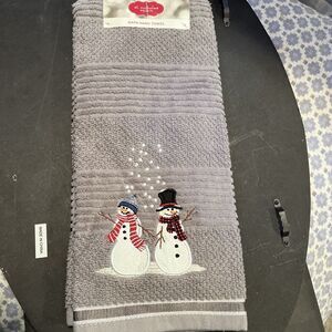 Bath Hand Towel - Gray - Snowman - Holiday